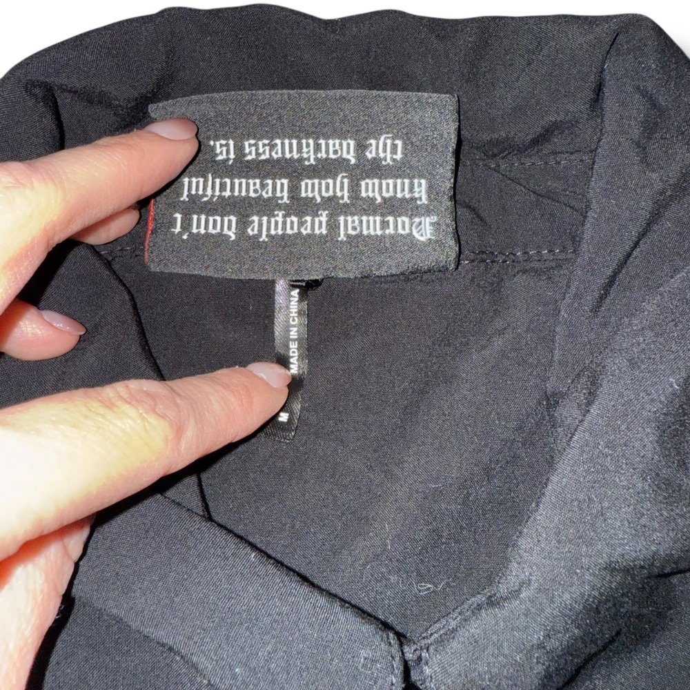 Killstar Long Sleeve Button Up Shirt With Pointed Vintage Style Collar - Picture 5 of 6